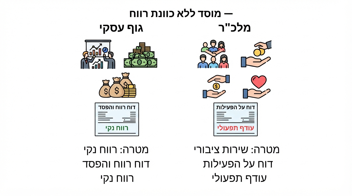 השוואה בין עסק מסחרי למלכ״ר בחשבונאות