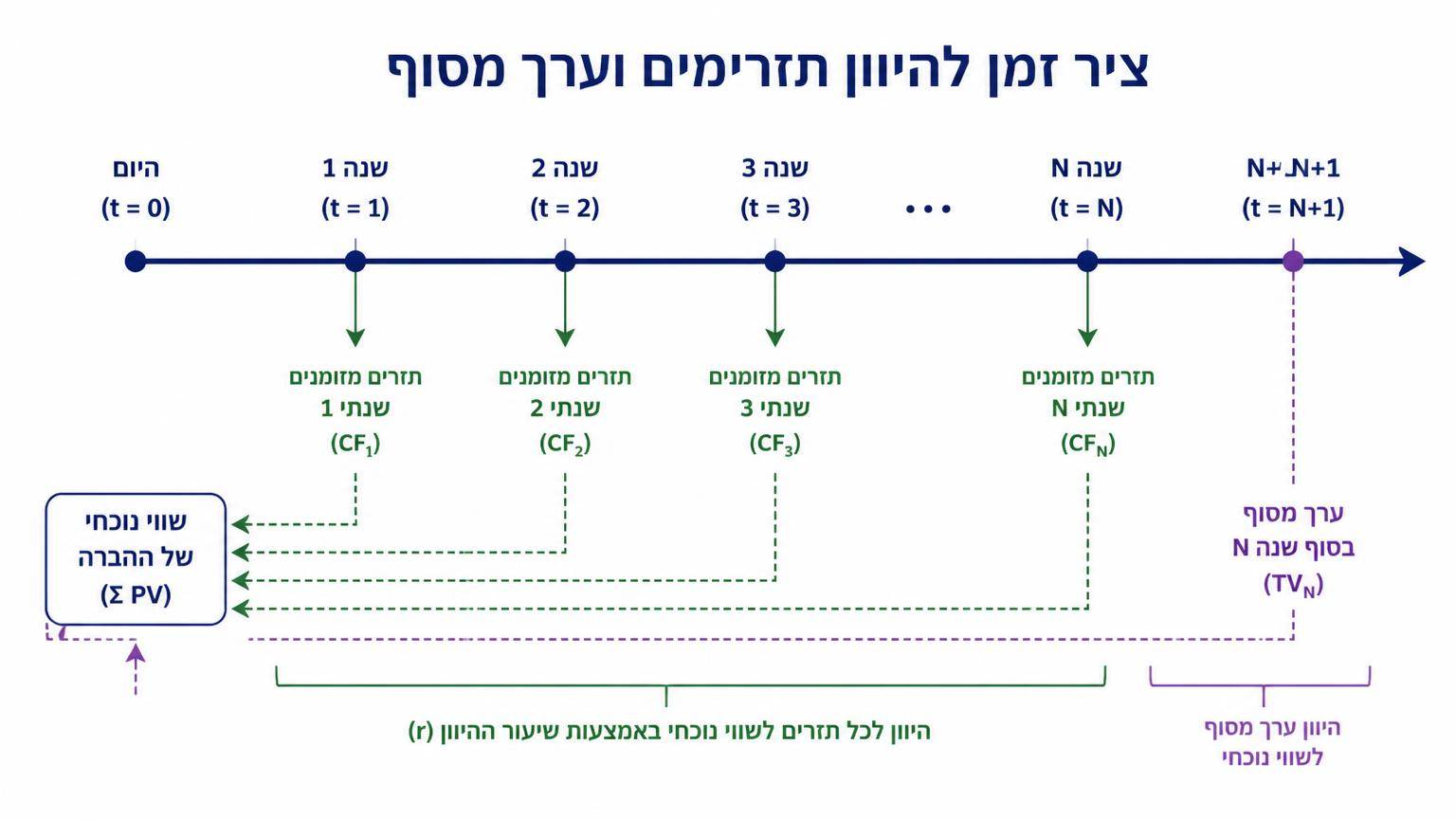 ציר זמן להיוון תזרימים וערך מסוף