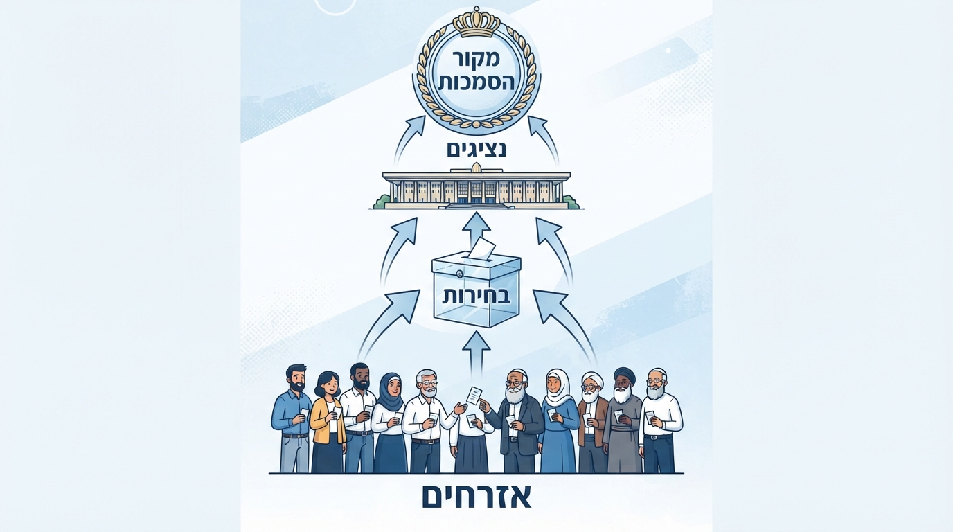 תרשים המציג את זרימת הסמכות מהאזרחים אל הנציגים דרך הבחירות