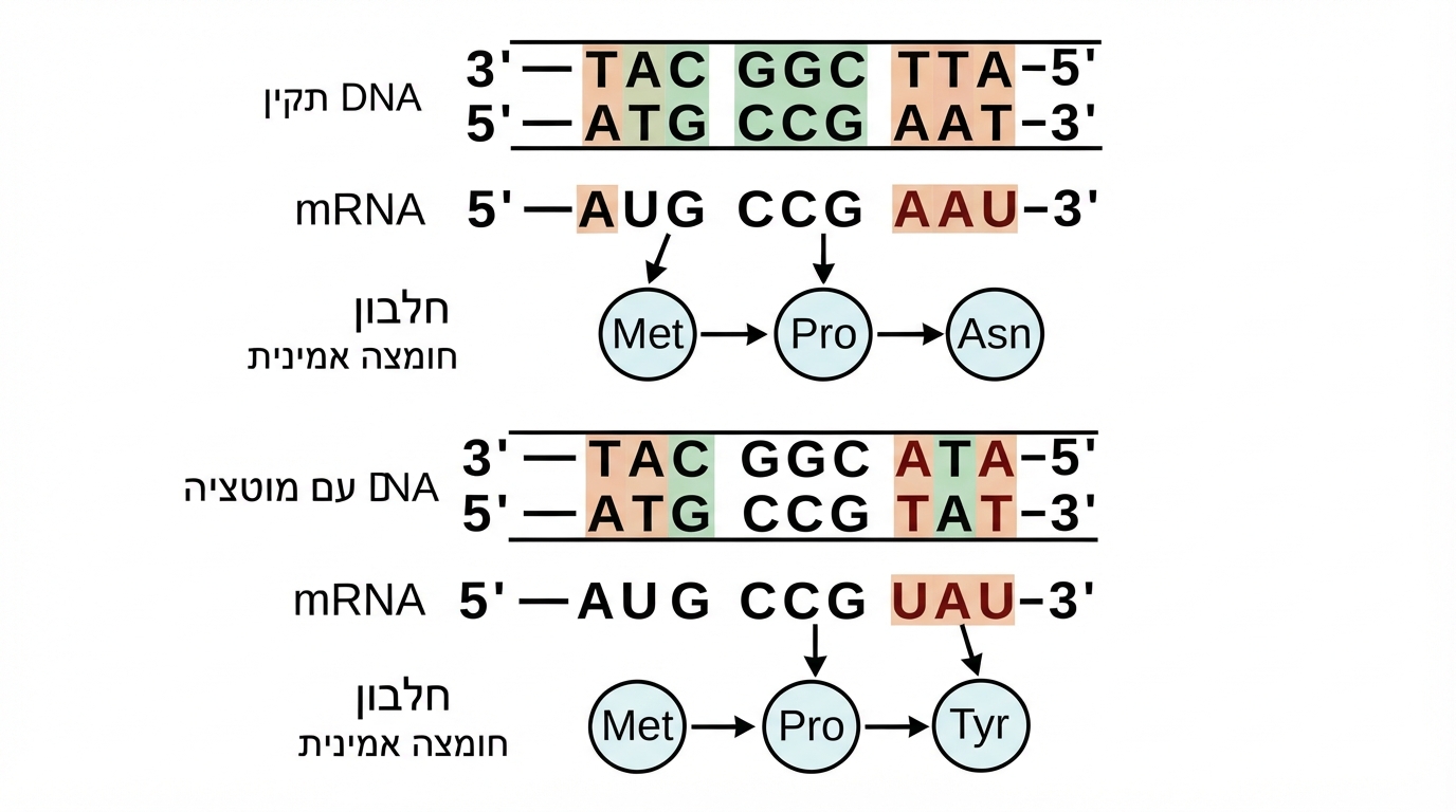 סוגי מוטציות והשפעתן על החלבון