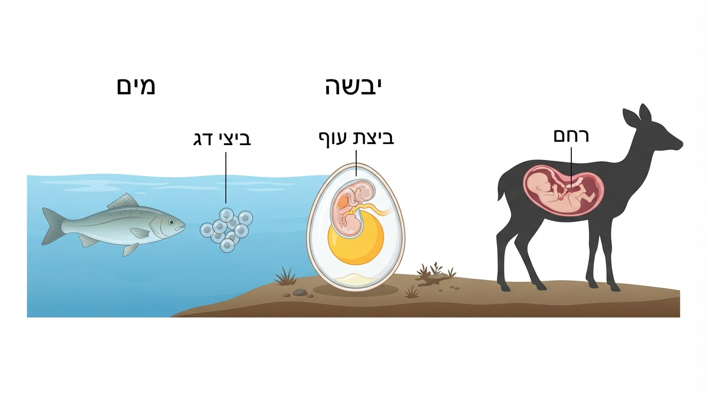 השוואת התפתחות עוברים בסביבות חיים שונות