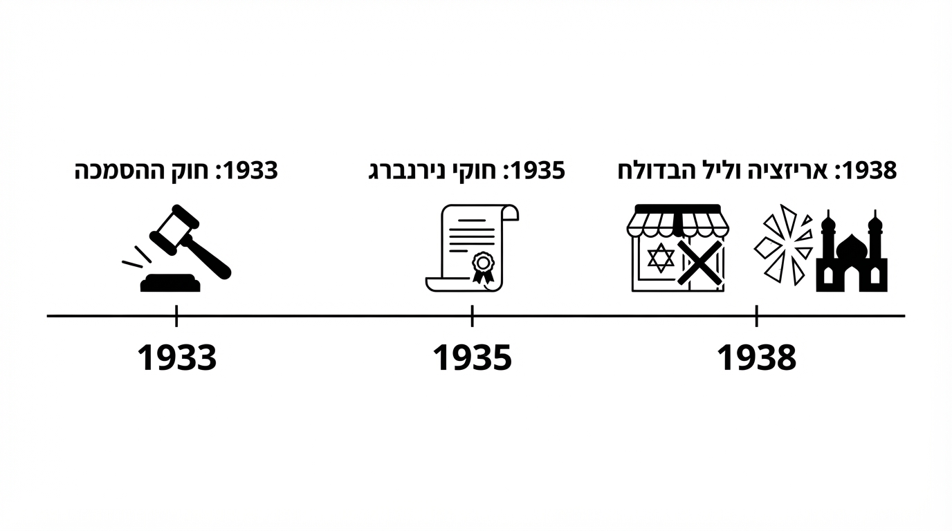 ציר זמן: בניית המשטר הנאצי והמדיניות כלפי היהודים 1933–1939