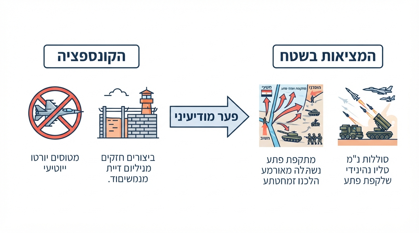 השוואה בין הקונספציה המודיעינית למציאות בשטח במלחמת יום הכיפורים