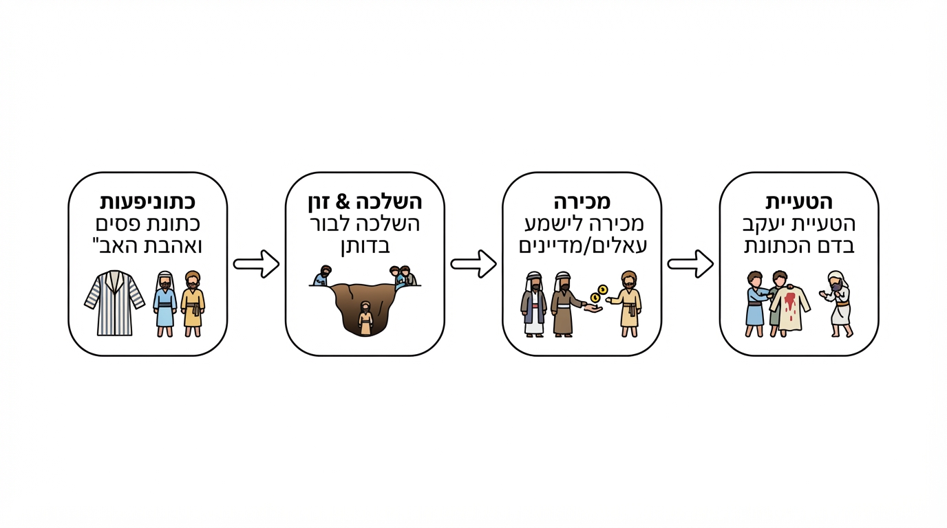 תרשים מוטיב הבגד והשתלשלות האירועים בבראשית פרק ל"ז