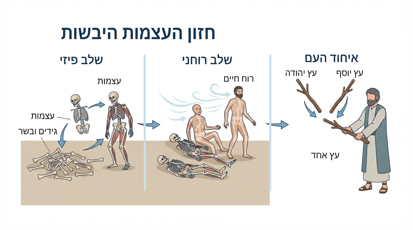 תרשים שלבי חזון העצמות היבשות ואות העצים
