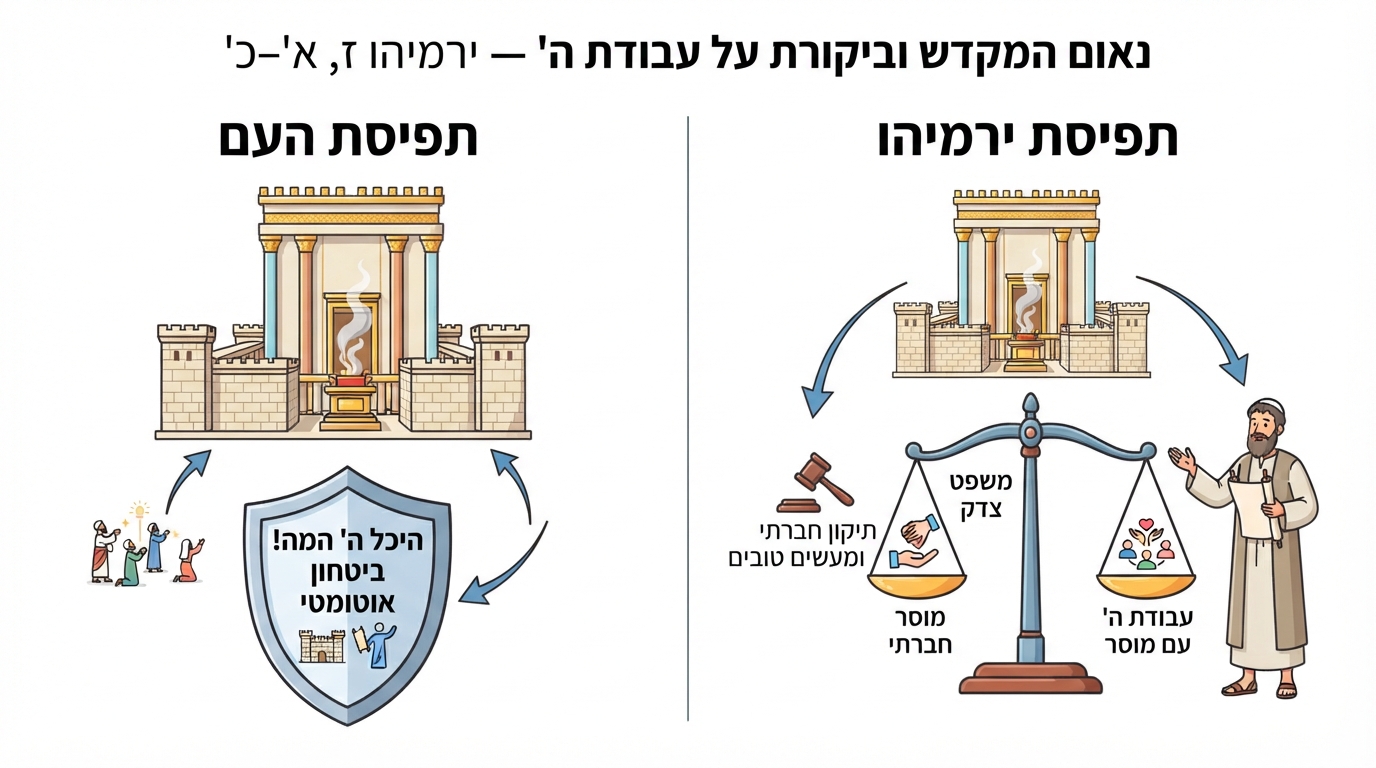 השוואה בין תפיסת העם לתפיסת ירמיהו לגבי המקדש