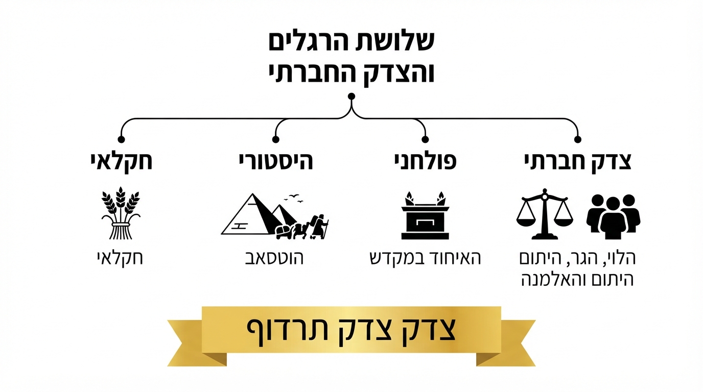 דיאגרמה של שלושת הרגלים והצדק החברתי בספר דברים