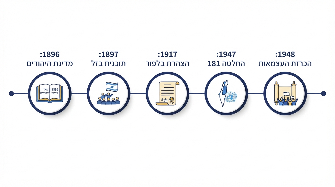 ציר זמן: אבני הדרך ההיסטוריות להקמת מדינת ישראל
