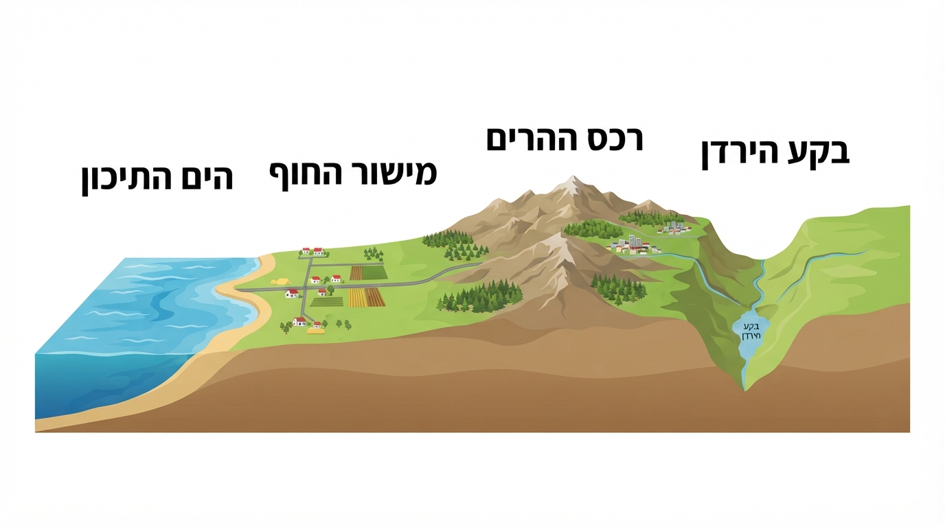 חתך טופוגרפי של ארץ ישראל ממערב למזרח